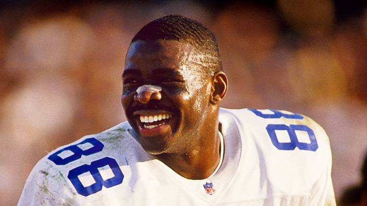 Dallas Cowboys receiver Michael Irvin in 1995 against the Oakland Raiders; Michael C. Hebert-USA TODAY NETWORK