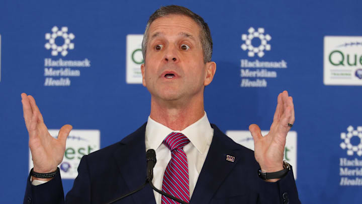 New York Giants head coach John Harbaugh