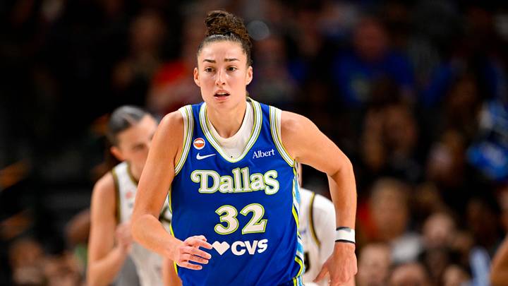 Jul 12, 2026; Dallas, Texas, USA; Dallas Wings forward Jessica Shepard (32) in action during the game between the Wings and the Sky at American Airlines Center. Mandatory Credit: Jerome Miron-Imagn Images