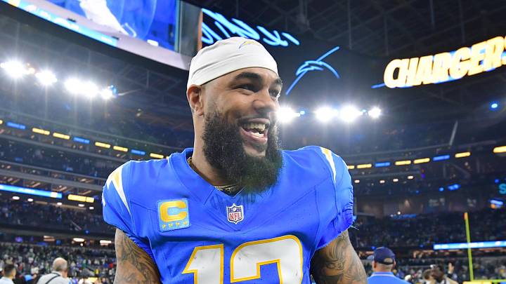 Los Angeles Chargers wide receiver Keenan Allen celebrates after defeating the Philadelphia Eagles at SoFi Stadium