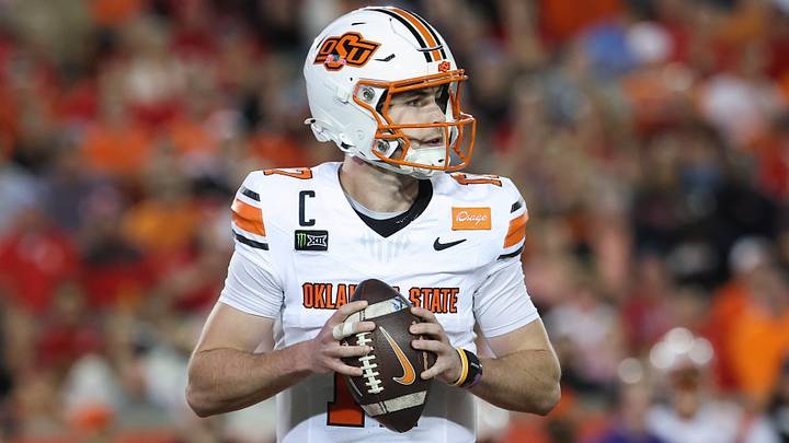 Oklahoma State Cowboys quarterback Drew Mestemaker. Oklahoma State Cowboys quarterback Drew Mestemaker.
