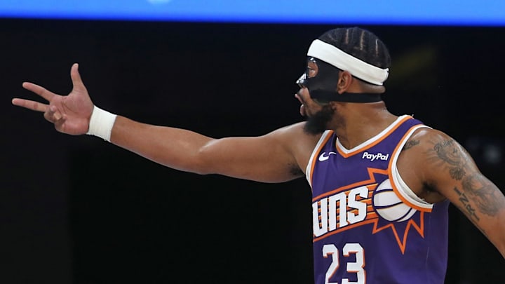 Jan 7, 2026; Memphis, Tennessee, USA; Phoenix Suns guard Jordan Goodwin (23) reacts during the second quarter against the Memphis Grizzlies at FedExForum. Mandatory Credit: Petre Thomas-Imagn Images Jan 7, 2026; Memphis, Tennessee, USA; Phoenix Suns guard Jordan Goodwin (23) reacts during the second quarter against the Memphis Grizzlies at FedExForum. Mandatory Credit: Petre Thomas-Imagn Images