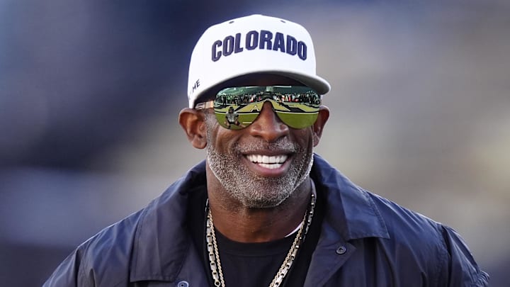 Nov 1, 2025; Boulder, Colorado, USA; Colorado Buffaloes head coach Deion Sanders before the game against the Arizona Wildcats at Folsom Field.