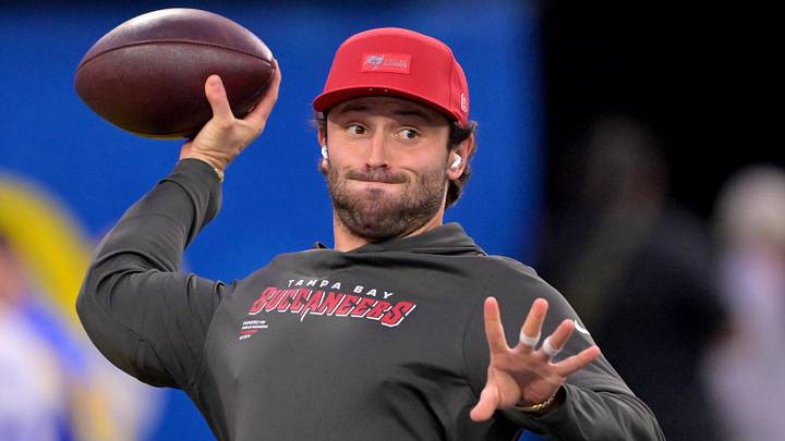 Nov 23, 2025; Inglewood, California, USA; Tampa Bay Buccaneers quarterback Baker Mayfield (6) warms up prior to the game against the Los Angeles Rams at SoFi Stadium. Mandatory Credit: Jayne Kamin-Oncea-Imagn Images Nov 23, 2025; Inglewood, California, USA; Tampa Bay Buccaneers quarterback Baker Mayfield (6) warms up prior to the game against the Los Angeles Rams at SoFi Stadium. Mandatory Credit: Jayne Kamin-Oncea-Imagn Images