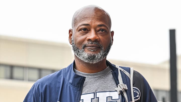 Penn State Nittany Lions interim head coach Terry Smith enters Kinnick Stadium before facing the Iowa Hawkeyes. 