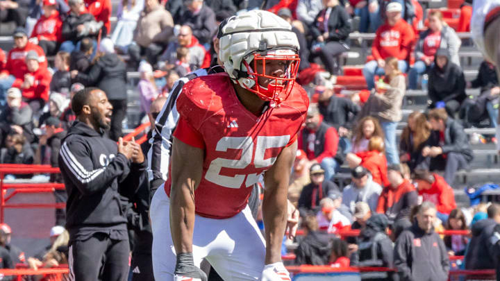 Nebraska running back Jamal Rule waits to take the carry in the Red-White Spring Game. Nebraska running back Jamal Rule waits to take the carry in the Red-White Spring Game.