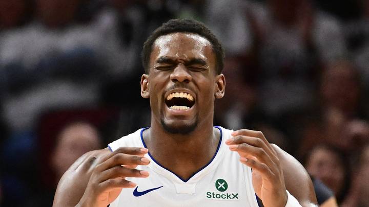 Detroit Pistons center Jalen Duren (0) reacts after a play against the Cleveland Cavaliers during the second half of game four in the second round of the 2026 NBA Playoffs at Rocket Arena on May 11, 2026.
