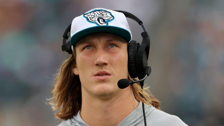 Jacksonville Jaguars quarterback Trevor Lawrence (16) walks on the sideline during the fourth quarter of an NFL football matchup Sunday, Nov. 10, 2024 at Everbank Stadium in Jacksonville, Fla. The Vikings defeated the Jaguars 12-7. [Corey Perrine/Florida Times-Union]