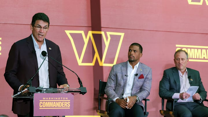 Ron Rivera, Jason Wright and Josh Harris