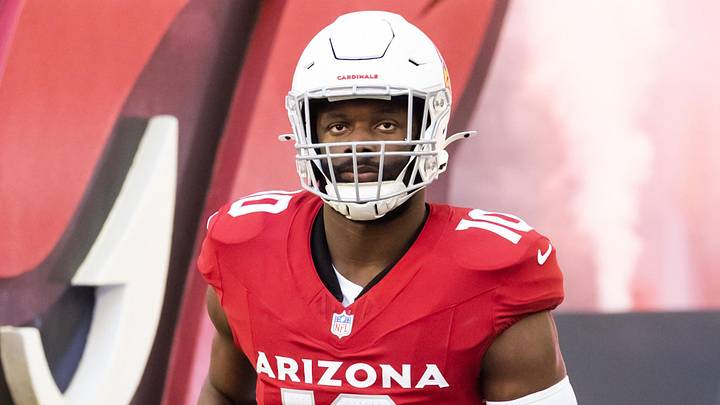 Dec 7, 2025; Glendale, Arizona, USA; Arizona Cardinals linebacker Josh Sweat (10) against the Los Angeles Rams at State Farm Stadium. Mandatory Credit: Mark J. Rebilas-Imagn Images