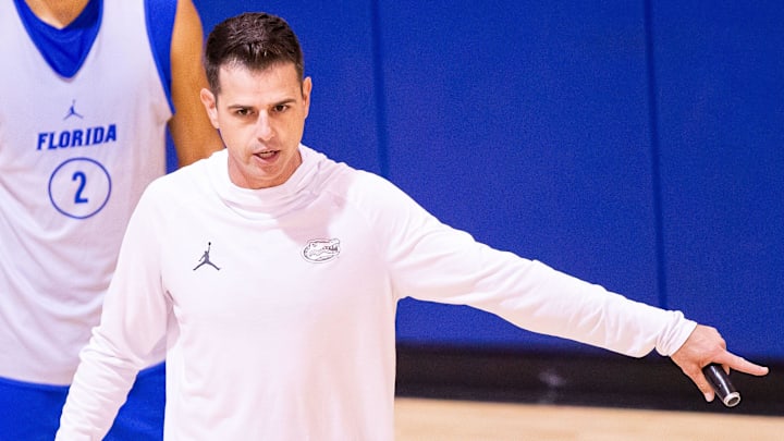 Florida Gators head coach Todd Golden lead the Florida Gators men’s basketball team in a practice on John W. Frost II Practice Court in Gainesville, FL on Tuesday, September 24, 2024. [Doug Engle/Gainesville Sun]