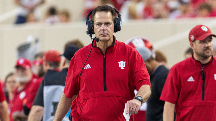 Indiana Hoosiers head coach Curt Cignetti walks the sideline against Western Illinois.