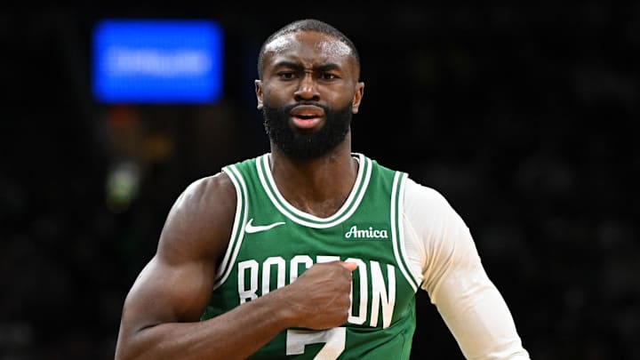 Dec 2, 2025; Boston, Massachusetts, USA; Boston Celtics guard Jaylen Brown (7) reacts after scoring against the New York Knicks during the second half at the TD Garden. Mandatory Credit: Brian Fluharty-Imagn Images Dec 2, 2025; Boston, Massachusetts, USA; Boston Celtics guard Jaylen Brown (7) reacts after scoring against the New York Knicks during the second half at the TD Garden. Mandatory Credit: Brian Fluharty-Imagn Images