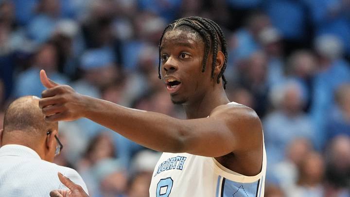 Feb 7, 2026; Chapel Hill, North Carolina, USA; North Carolina Tar Heels forward Caleb Wilson (8) reacts in the first half at Dean E. Smith Center. Mandatory Credit: Bob Donnan-Imagn Images Feb 7, 2026; Chapel Hill, North Carolina, USA; North Carolina Tar Heels forward Caleb Wilson (8) reacts in the first half at Dean E. Smith Center. Mandatory Credit: Bob Donnan-Imagn Images