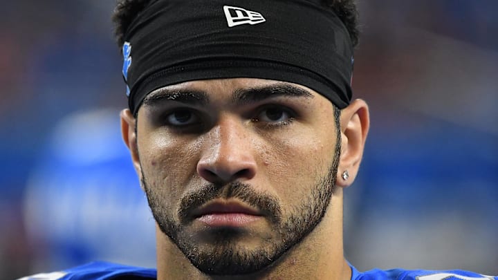 Detroit Lions safety Loren Strickland (24) looks on before their game against the Tampa Bay Buccaneers 