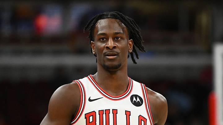 CHICAGO, ILLINOIS - OCTOBER 07: Leonard Miller #11 of the Chicago Bulls looks on against the Phoenix Suns during the preseason game at the United Center on October 07, 2026 in Chicago, Illinois. (Photo by Daniel Bartel/Getty Images)