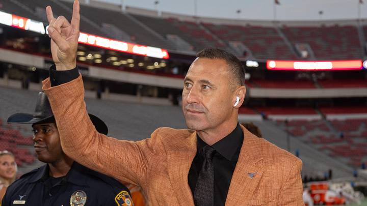 Texas Longhorns head coach Steve Sarkisian walks into Sanford Stadium before a game against the Georgia Bulldogs. Texas Longhorns head coach Steve Sarkisian walks into Sanford Stadium before a game against the Georgia Bulldogs.