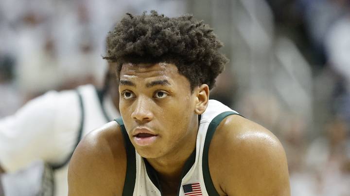 Michigan State's Jeremy Fears Jr. hunches over during a game against Michigan at the Breslin Center on Friday, Jan. 30, 2026. Michigan State's Jeremy Fears Jr. hunches over during a game against Michigan at the Breslin Center on Friday, Jan. 30, 2026.