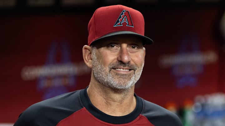 Jul 22, 2025; Phoenix, Arizona, USA; Arizona Diamondbacks manager Torey Lovullo prior to game against the Houston Astros at Chase Field. Mandatory Credit: Mark J. Rebilas-Imagn Images
Jul 22, 2025; Phoenix, Arizona, USA; Arizona Diamondbacks manager Torey Lovullo prior to game against the Houston Astros at Chase Field. Mandatory Credit: Mark J. Rebilas-Imagn Images
