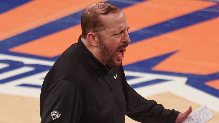 May 29, 2025; New York, New York, USA; New York Knicks head coach Tom Thibodeau reacts in game five of the eastern conference finals of the 2025 NBA Playoffs against the Indiana Pacers at Madison Square Garden. Mandatory Credit: Vincent Carchietta-Imagn Images May 29, 2025; New York, New York, USA; New York Knicks head coach Tom Thibodeau reacts in game five of the eastern conference finals of the 2025 NBA Playoffs against the Indiana Pacers at Madison Square Garden. Mandatory Credit: Vincent Carchietta-Imagn Images