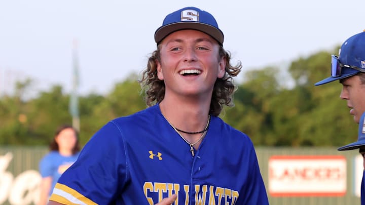 Ethan Holliday warms up during the Class 6A State Baseball Tournament as Choctaw plays Stillwater on May 9, 2024; Norman, OK, [USA]; at Norman North HS. 