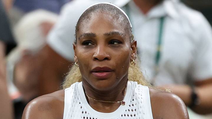 Serena Williams sits in her player's chair during a changeover at Wimbledon Serena Williams sits in her player's chair during a changeover at Wimbledon
