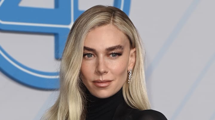 Vanessa Kirby attends the "The Fantastic Four: First Steps" blue carpet fan event in Berlin, Germany, in July 2025.