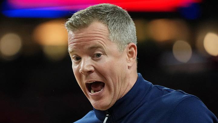 Apr 4, 2026; Indianapolis, IN, USA; Michigan Wolverines head coach Dusty May reacts after a play during the first half in a semifinal of the Final Four of the men's 2026 NCAA Tournament at Lucas Oil Stadium. Mandatory Credit: Bob Donnan-Imagn Images Apr 4, 2026; Indianapolis, IN, USA; Michigan Wolverines head coach Dusty May reacts after a play during the first half in a semifinal of the Final Four of the men's 2026 NCAA Tournament at Lucas Oil Stadium. Mandatory Credit: Bob Donnan-Imagn Images