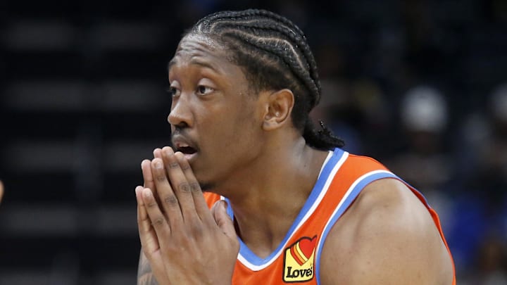 Jan 9, 2026; Memphis, Tennessee, USA; Oklahoma City Thunder guard Jalen Williams (8) reacts during the second quarter against the Memphis Grizzlies at FedExForum. Mandatory Credit: Petre Thomas-Imagn Images Jan 9, 2026; Memphis, Tennessee, USA; Oklahoma City Thunder guard Jalen Williams (8) reacts during the second quarter against the Memphis Grizzlies at FedExForum. Mandatory Credit: Petre Thomas-Imagn Images