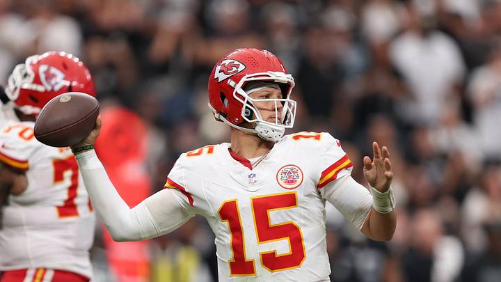 Oct 4, 2026; Paradise, Nevada, USA; Kansas City Chiefs quarterback Patrick Mahomes (15) throws a pass against the Las Vegas Raiders at Allegiant Stadium. Mandatory Credit: David Brytus-Imagn Images Oct 4, 2026; Paradise, Nevada, USA; Kansas City Chiefs quarterback Patrick Mahomes (15) throws a pass against the Las Vegas Raiders at Allegiant Stadium. Mandatory Credit: David Brytus-Imagn Images