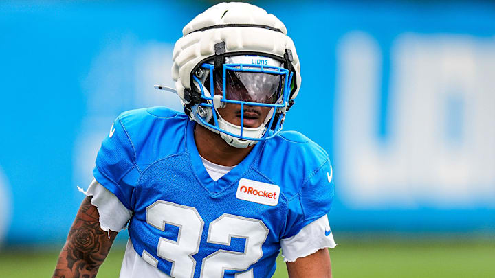 Detroit Lions safety Brian Branch (32) practices during training camp at team's Allen Park Performance Center