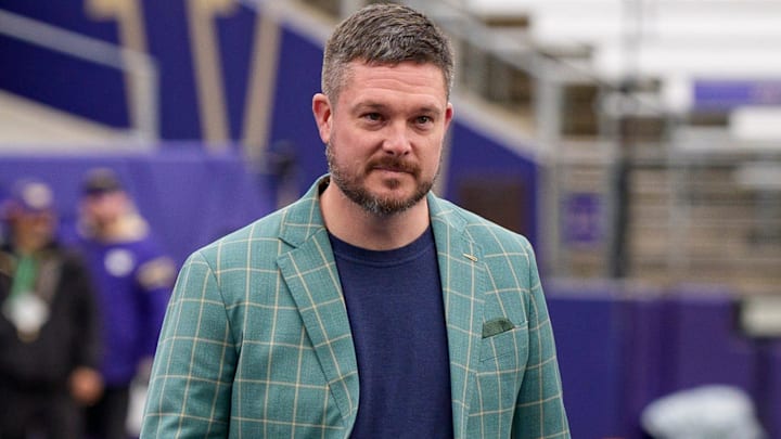 Oregon head coach Dan Lanning walks the field before the game as the Oregon Ducks take on the Washington Huskies on Nov. 29, 2025, at Husky Stadium in Seattle, Washington. Oregon head coach Dan Lanning walks the field before the game as the Oregon Ducks take on the Washington Huskies on Nov. 29, 2025, at Husky Stadium in Seattle, Washington.