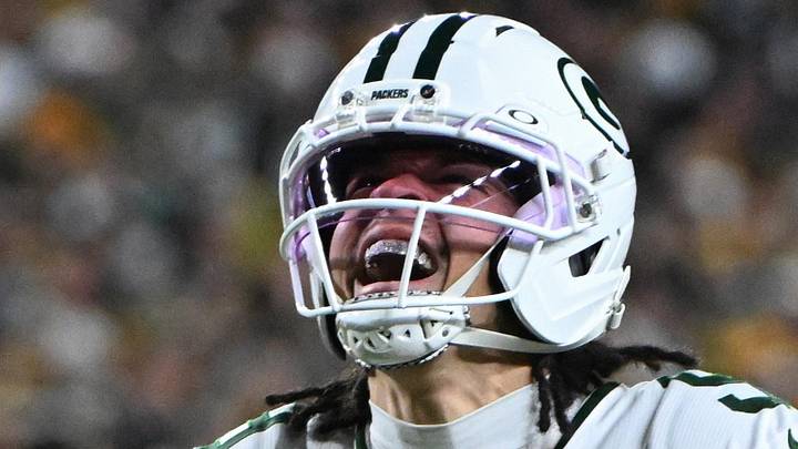 Green Bay Packers wide receiver Christian Watson (9) reacts following a catch against the Pittsburgh Steelers.
