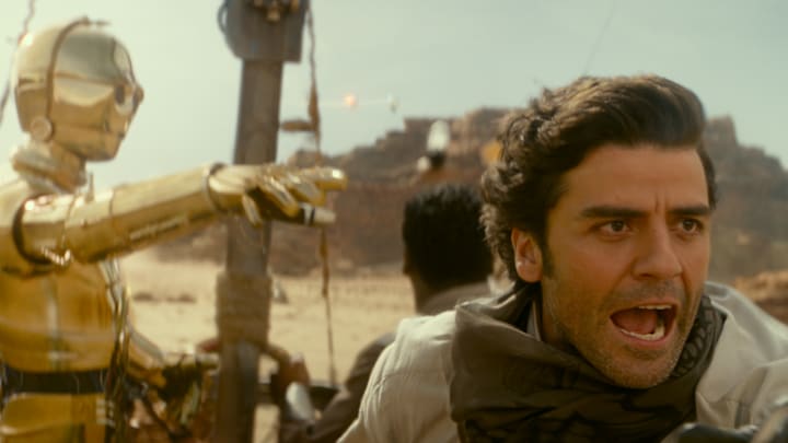 Anthony Daniels is C-3PO, John Boyega is Finn and Oscar Isaac is Poe Dameron in STAR WARS: THE RISE OF SKYWALKER