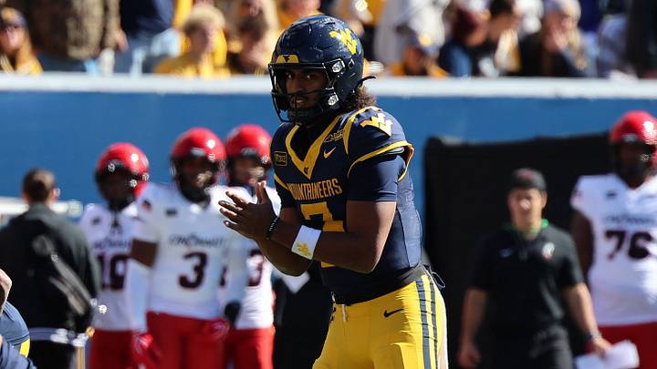 West Virginia University quarterback Mike Hawkins Jr.