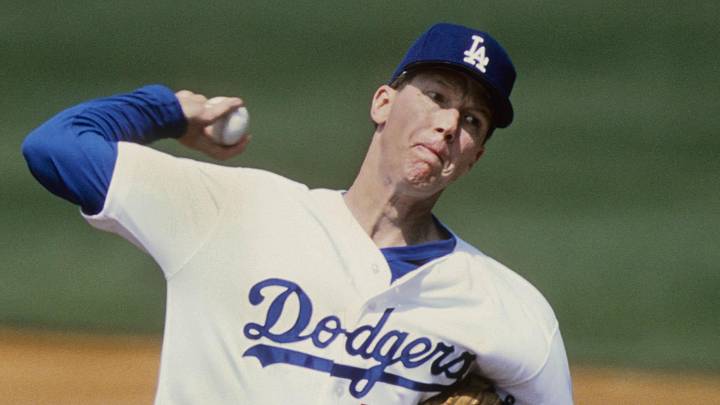 Los Angeles Dodgers pitcher Orel Hershiser (55) in action