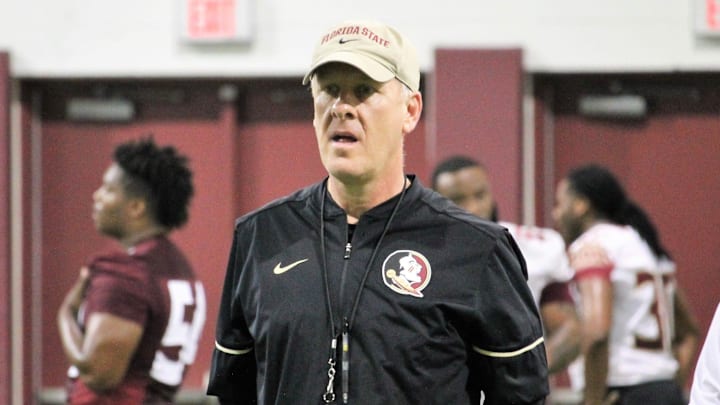 FSU tight ends coach Chris Thomsen at a Tour of Duty conditioning workout on Feb. 13, 2020.

Img 5129