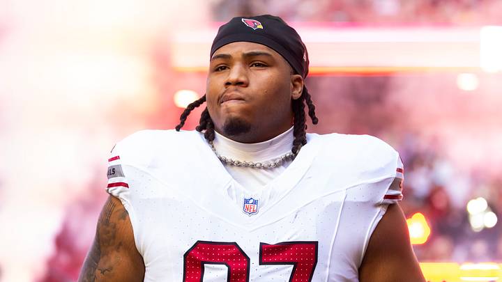 Dec 21, 2025; Glendale, Arizona, USA;  Arizona Cardinals defensive lineman Walter Nolen III (97) against the Atlanta Falcons at State Farm Stadium. Mandatory Credit: Mark J. Rebilas-Imagn Images