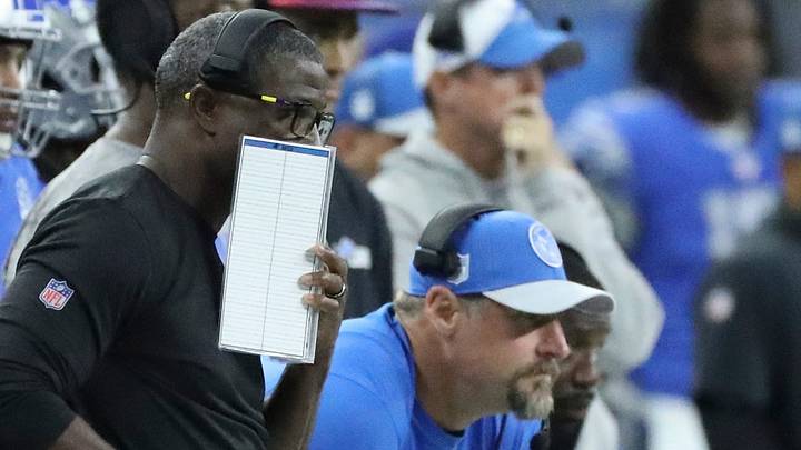 Former Lions defensive coordinator Aaron Glenn and head coach Dan Campbell on the sidelines against Panthers Former Lions defensive coordinator Aaron Glenn and head coach Dan Campbell on the sidelines against Panthers