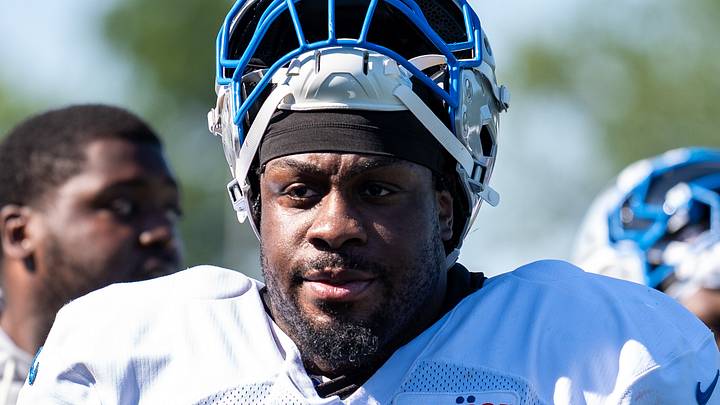 Detroit Lions defensive lineman Levi Onwuzurike (95) walks off the field following training camp practice