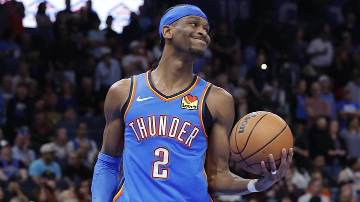 Mar 9, 2026; Oklahoma City, Oklahoma, USA; Oklahoma City Thunder guard Shai Gilgeous-Alexander (2) reacts after the Denver Nuggets score during the second quarter at Paycom Center. Mandatory Credit: Alonzo Adams-Imagn Images