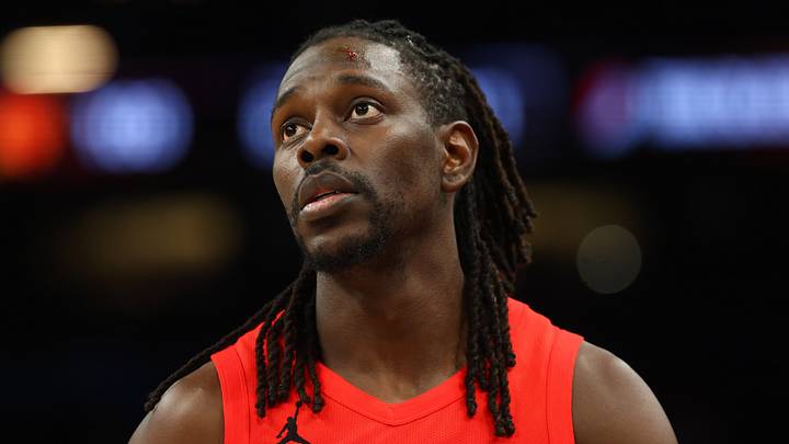 Apr 14, 2026; Phoenix, Arizona, USA; Portland Trail Blazers guard Jrue Holiday (5) against the Phoenix Suns during the play-in rounds of the 2026 NBA Playoffs at Mortgage Matchup Center. Mandatory Credit: Mark J. Rebilas-Imagn Images