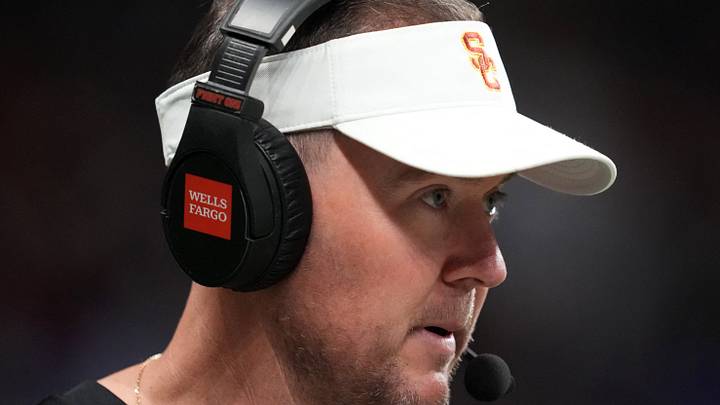 Dec 30, 2025; San Antonio, TX, USA; Southern California Trojans head coach Lincoln Riley watches in the first half against the TCU Horned Frogs during the Alamo Bowl at Alamodome.  