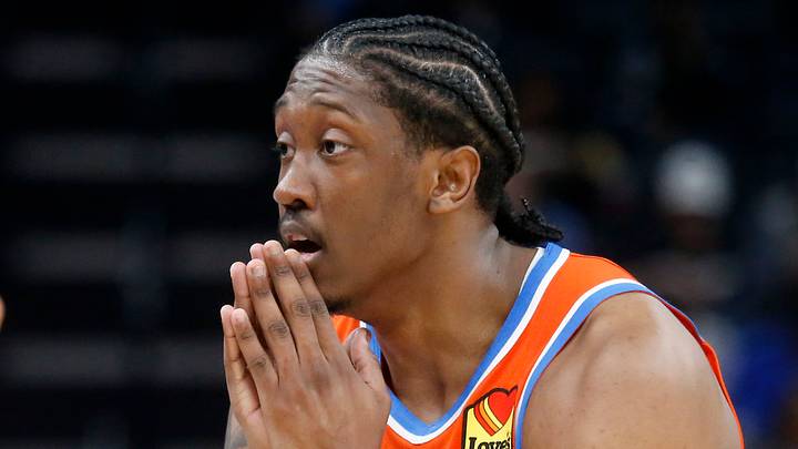 Jan 9, 2026; Memphis, Tennessee, USA; Oklahoma City Thunder guard Jalen Williams (8) reacts during the second quarter against the Memphis Grizzlies at FedExForum. Mandatory Credit: Petre Thomas-Imagn Images Jan 9, 2026; Memphis, Tennessee, USA; Oklahoma City Thunder guard Jalen Williams (8) reacts during the second quarter against the Memphis Grizzlies at FedExForum. Mandatory Credit: Petre Thomas-Imagn Images