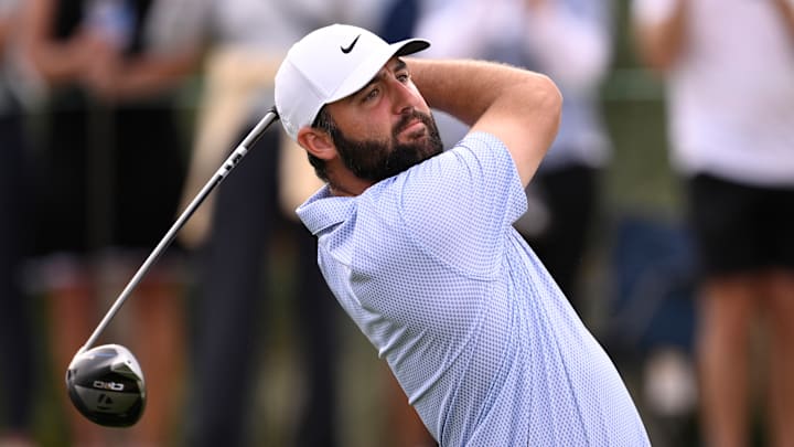 Scottie Scheffler tees off during the final round of the 2026 American Express Scottie Scheffler tees off during the final round of the 2026 American Express