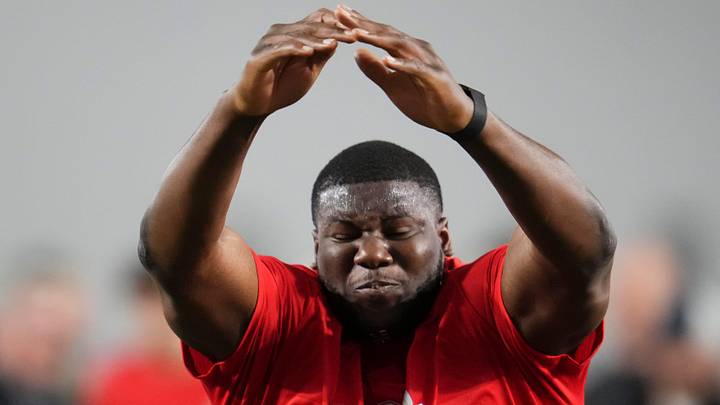Atlanta Falcons offensive lineman Ethan Onianwa Atlanta Falcons offensive lineman Ethan Onianwa