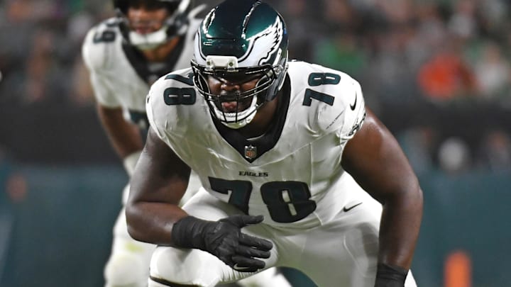 Philadelphia Eagles offensive tackle Myles Hinton (78) blocks against the Cincinnati Bengals at Lincoln Financial Field.