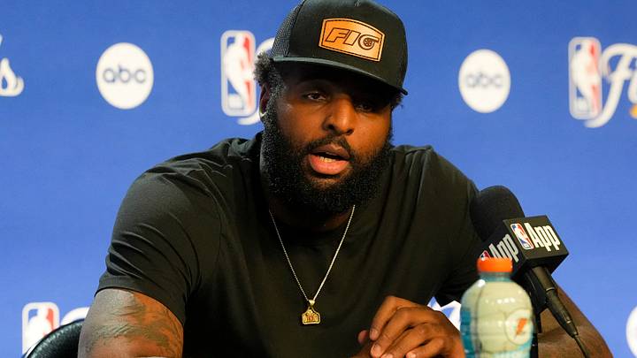 Jun 5, 2026; San Antonio, Texas, USA; New York Knicks center Mitchell Robinson (23) speaks with the media after the game between the Spurs and the Knicks in game two of the 2026 NBA Finals at Frost Bank Center. Mandatory Credit: Daniel Dunn-Imagn Images Jun 5, 2026; San Antonio, Texas, USA; New York Knicks center Mitchell Robinson (23) speaks with the media after the game between the Spurs and the Knicks in game two of the 2026 NBA Finals at Frost Bank Center. Mandatory Credit: Daniel Dunn-Imagn Images
