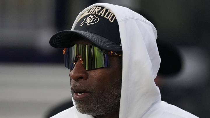 Sep 19, 2026; Evanston, Illinois, USA; Colorado Buffaloes head coach Deion Sanders takes the field with his team for warmups before the game against the Northwestern Wildcats at Northwestern Medicine Field at Martin Stadium. Sep 19, 2026; Evanston, Illinois, USA; Colorado Buffaloes head coach Deion Sanders takes the field with his team for warmups before the game against the Northwestern Wildcats at Northwestern Medicine Field at Martin Stadium.