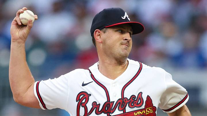 Aug 12, 2026; Atlanta, Georgia, USA; Atlanta Braves starting pitcher Tyler Mahle (54) throws against the New York Mets in the third inning at Truist Park. Mandatory Credit: Brett Davis-Imagn Images